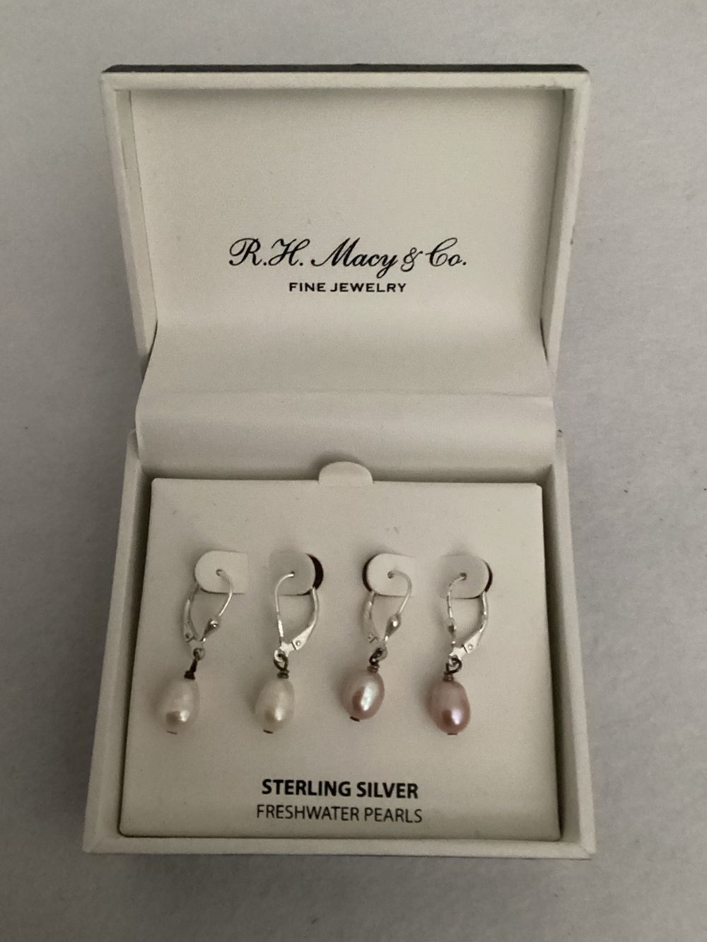 R.H. Macys Sterling Silver Freshwater Pearl Drop Earrings Set